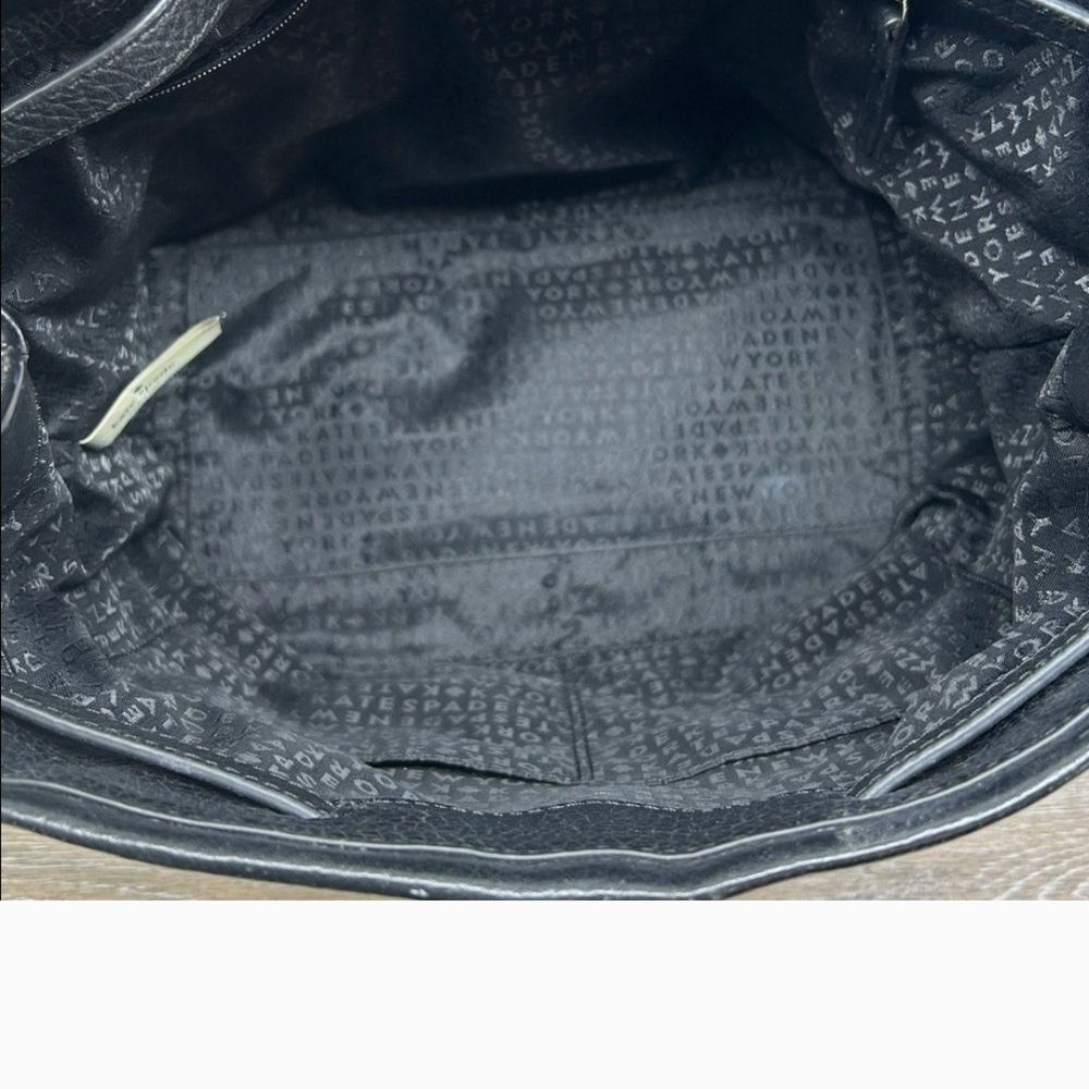 Kate Spade Black Leather Drawstring Backpack - Picture 4 of 13